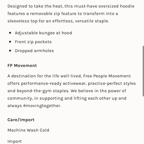 FREE PEOPLE➕NWT Close Call Zip Off Sleeve Hoodie - Picture 11 of 11